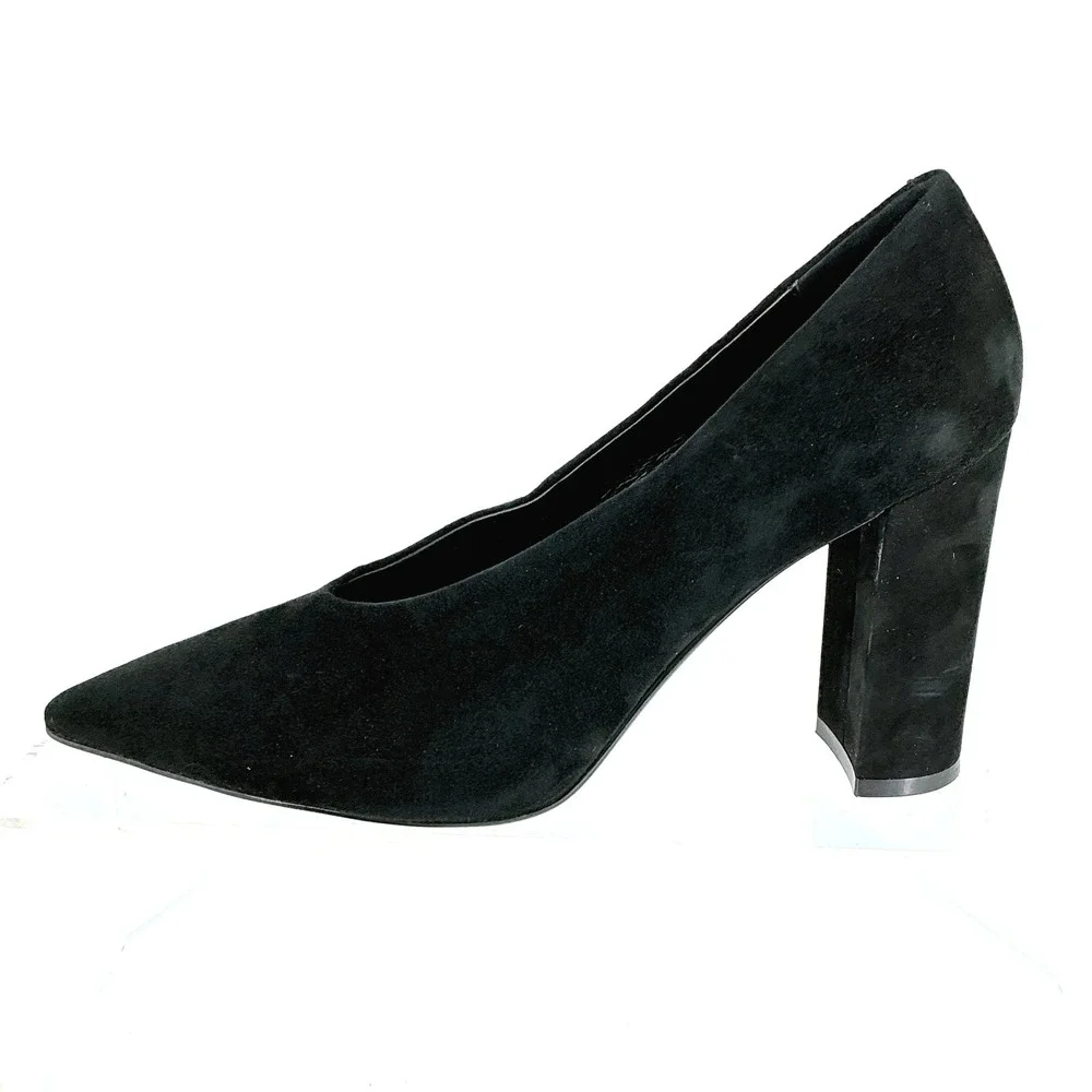 Jeffrey Campbell Size 8 Black Suede Pointed Toe Block Heel Pumps NEW $175